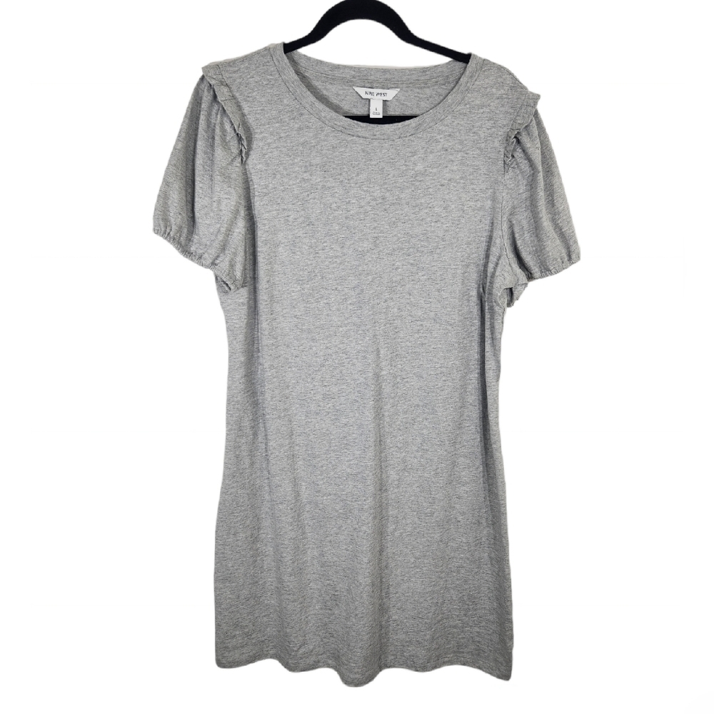 Nine West TShirt Dress Size Large Gray Short Sleeve
